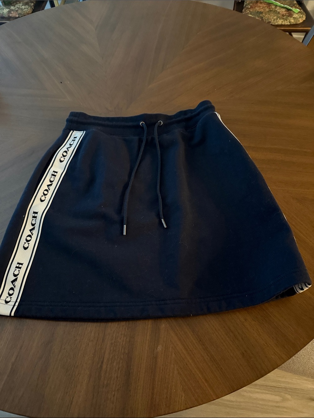 Coach Navy Mini Skirt with Drawstring and Logo Tape